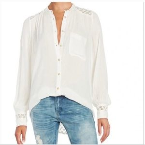 Free People Best Crochet Boho Creamy White Top